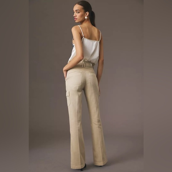 Paige Dion Cargo Pants Size 28 Vintage Sand Full Length Wide Leg Cotton Casual - Picture 8 of 16